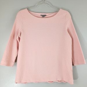 COS baby pink textured knit 3/4 sleeve popover casual jersey knit top